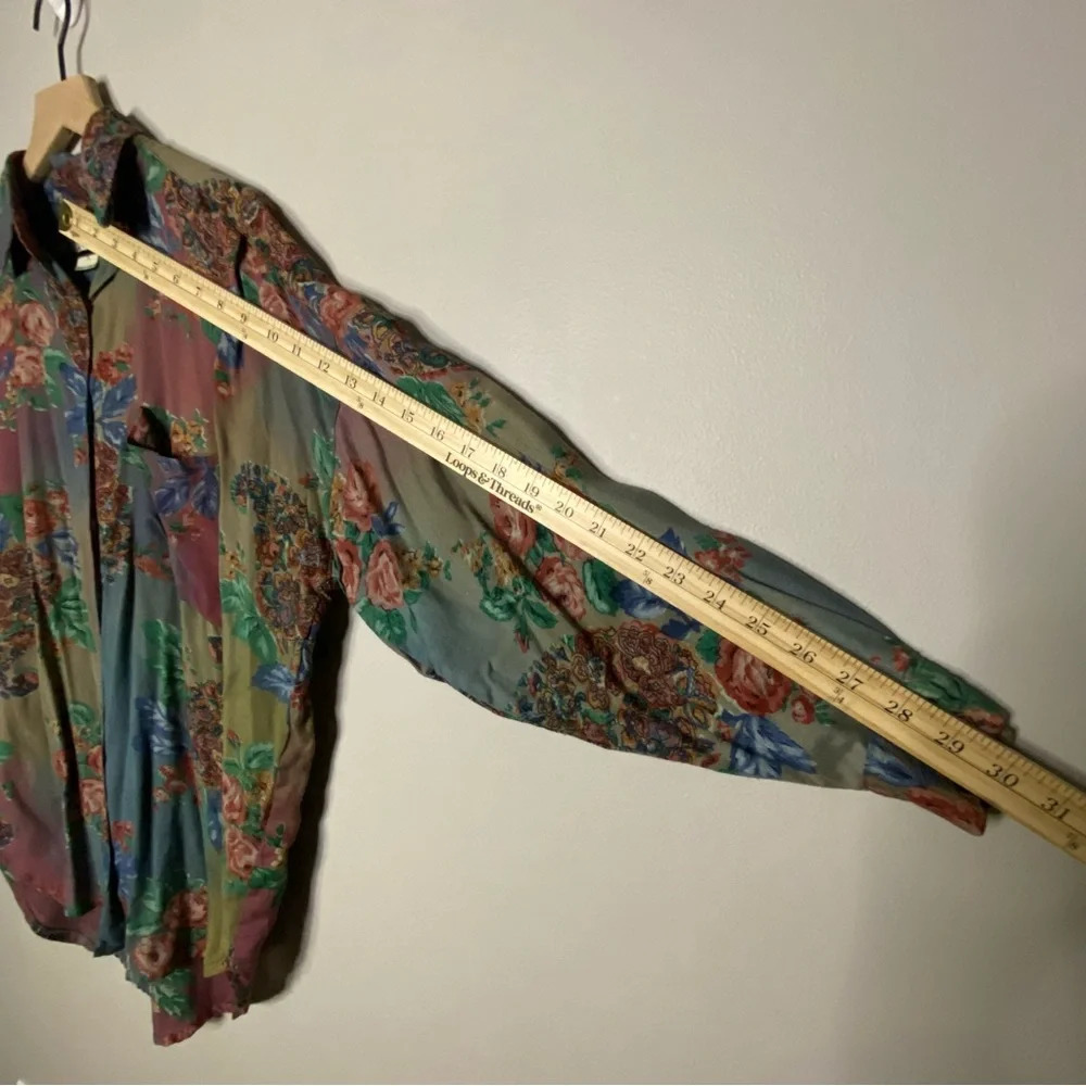 Vintage Floral Blouse size small At Last Studio boho 90s y2k feminine warm tones - Picture 8 of 8